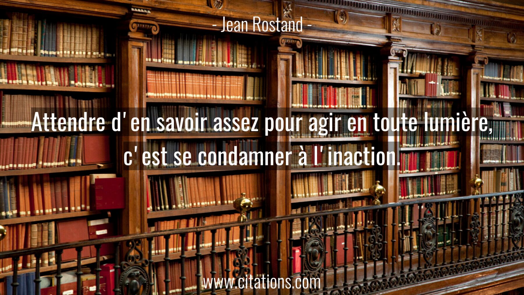 Attendre d'en savoir assez pour agir en toute lumière, c'est se condamner à l'inaction.