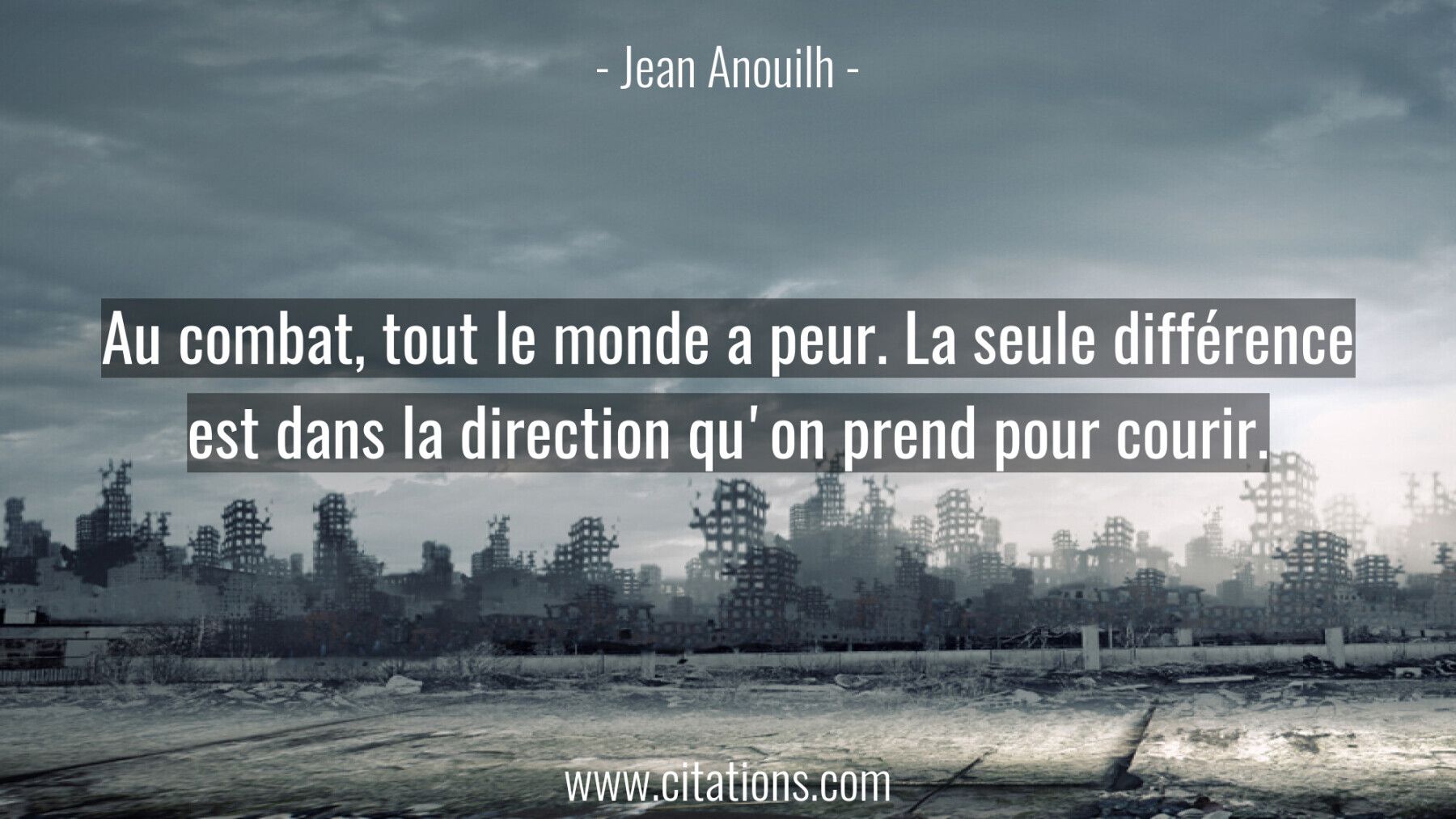 Au combat, tout le monde a peur. La seule différence est dans la direction qu'on prend pour courir.