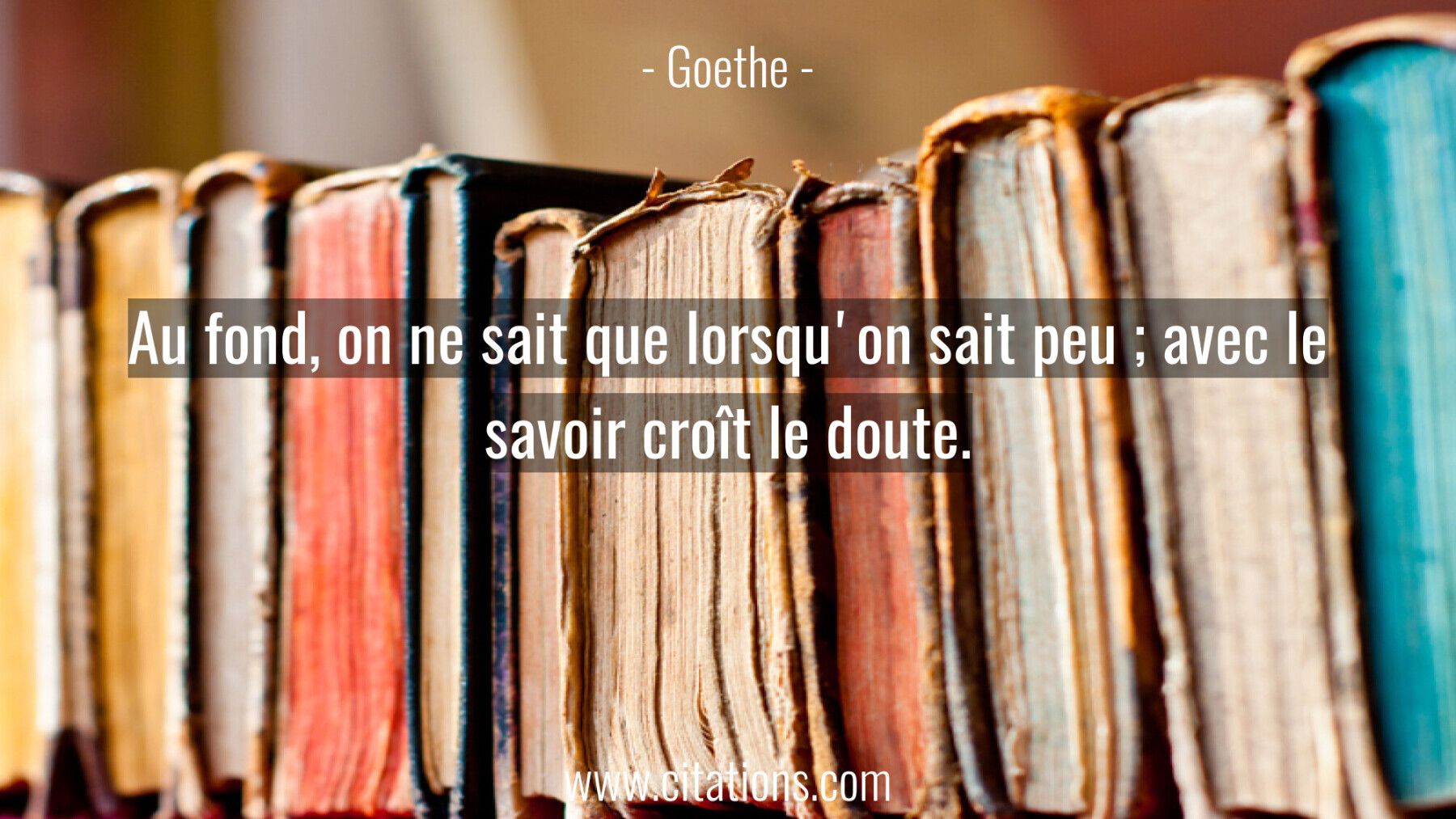Au fond, on ne sait que lorsqu'on sait peu ;