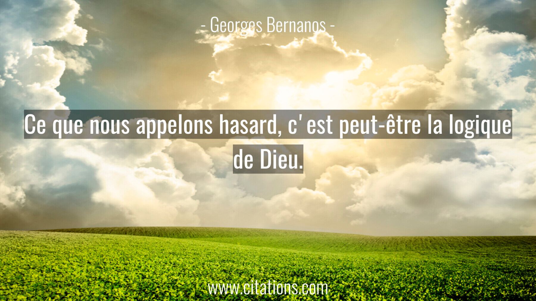 Ce que nous appelons hasard, c'est peut-être la logique de Dieu.