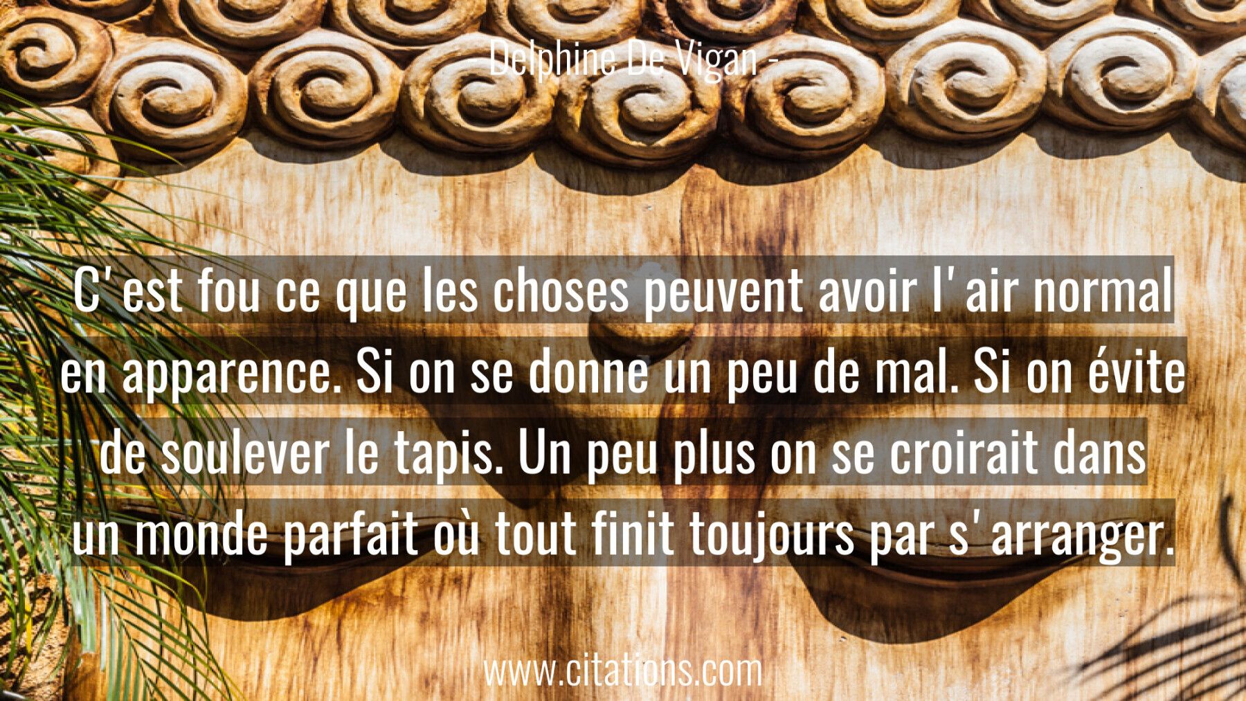 C'est fou ce que les choses peuvent avoir l'air normal en apparence. Si on se donne un peu de mal. Si on évite de soulev...