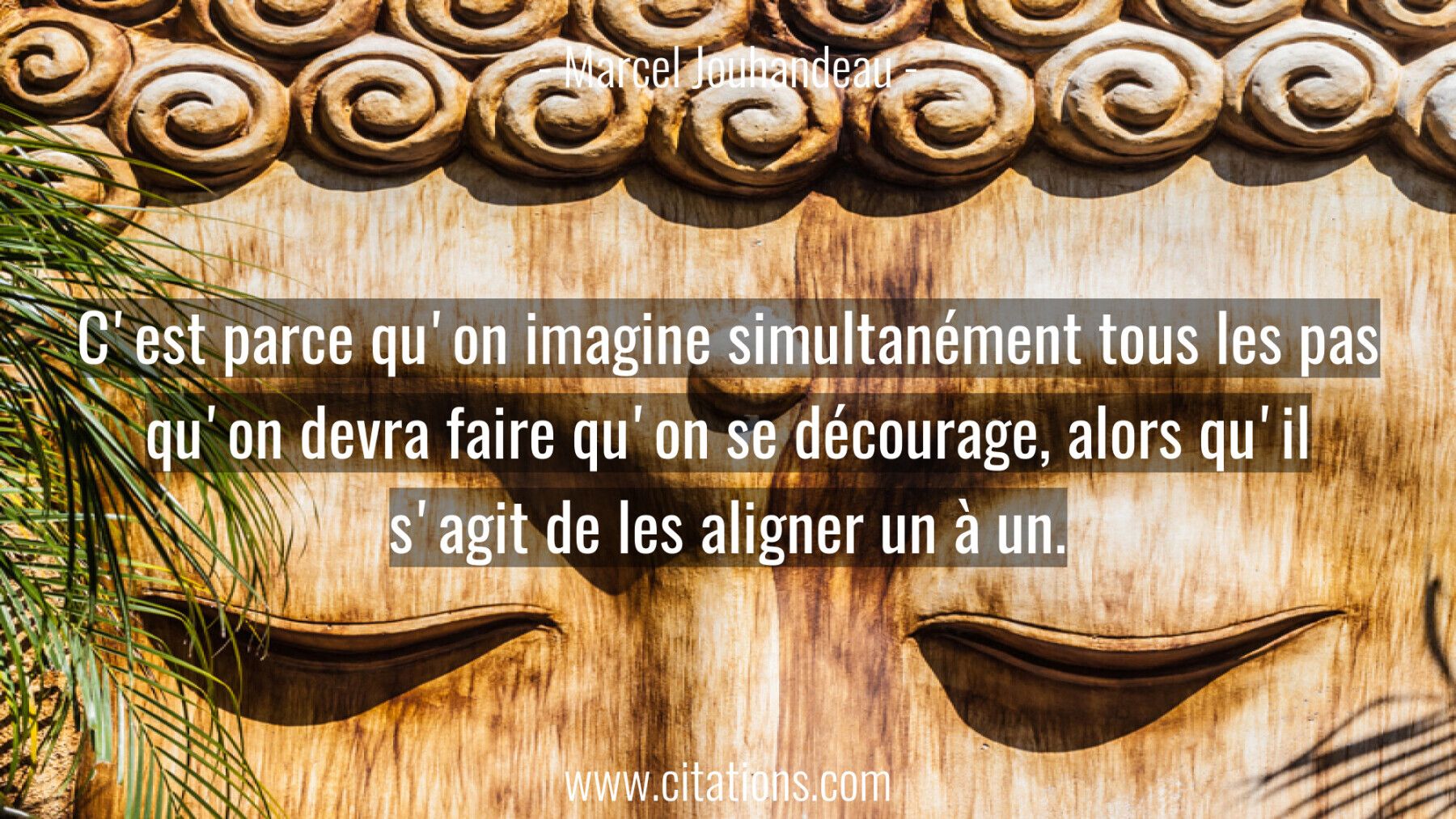 C'est parce qu'on imagine simultanément tous les pas qu'on devra faire qu'on se décourage, alors qu'il s'agit de les ali...