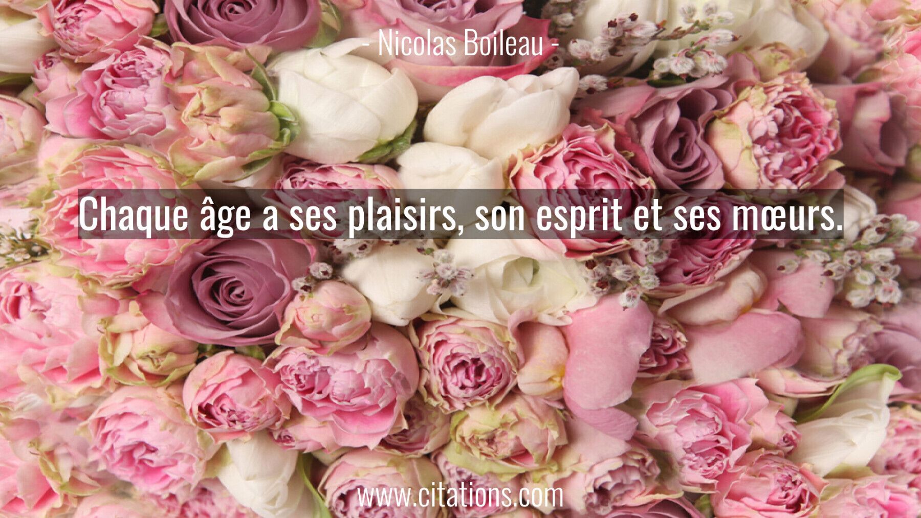 Chaque âge a ses plaisirs, son esprit et ses mœurs.