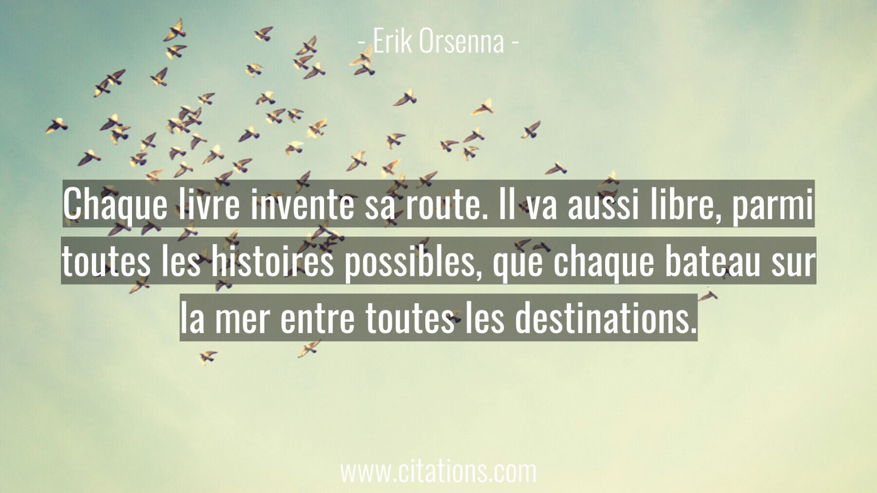 Chaque livre invente sa route. Il va aussi libre, parmi toutes les histoires possibles, que chaque bateau sur la mer ent...