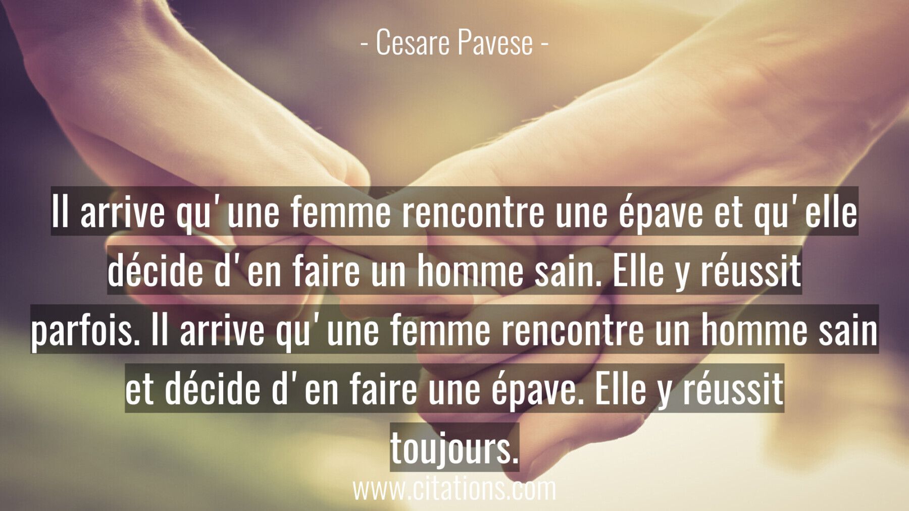 Il arrive qu'une femme rencontre une épave et qu'elle décide
