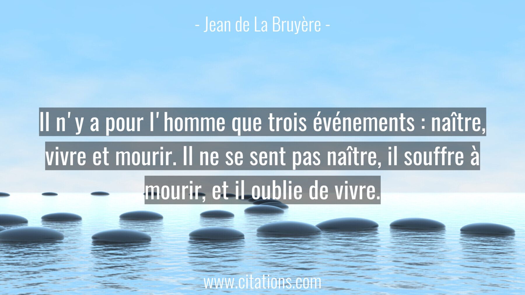 Il n'y a pour l'homme que trois événements : naître,