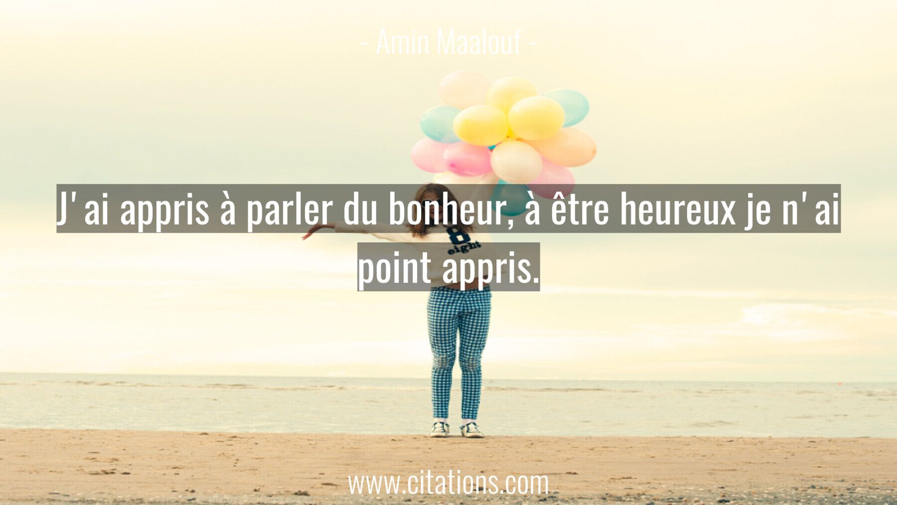 J'ai appris à parler du bonheur, à être heureux je n'ai point appris.