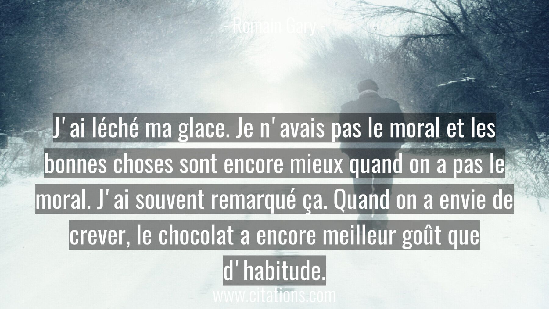 J'ai léché ma glace. Je n'avais pas le moral et les bonnes choses sont encore mieux quand on a pas le moral. J'ai souven...
