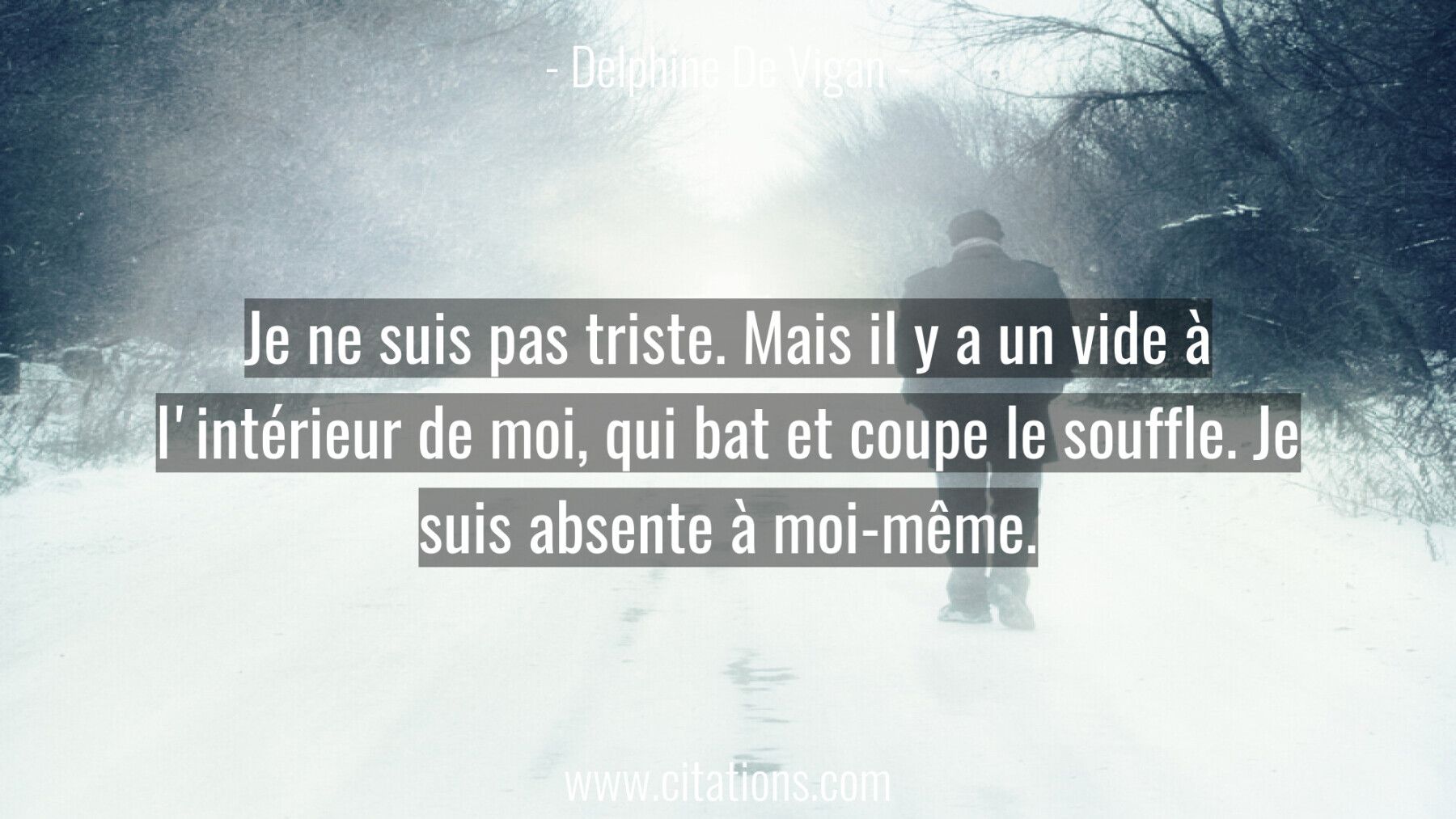 Je ne suis pas triste. Mais il y a un vide à l'intérieur de moi, qui bat et coupe le souffle. Je suis absente à moi-même...