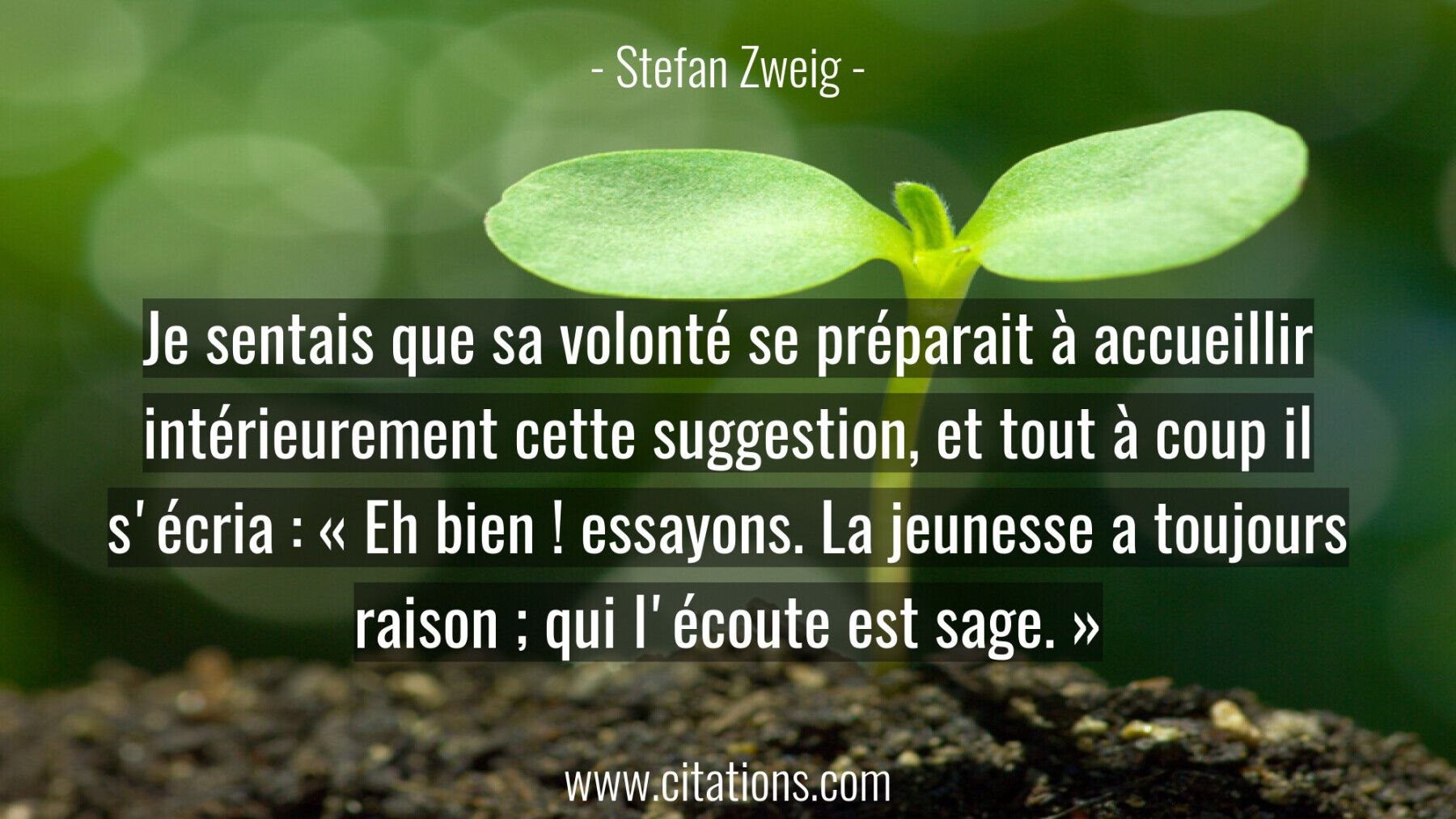 Je sentais que sa volonté se préparait à accueillir intérieurement cette suggestion, et tout à coup il s'écria : « Eh bi...