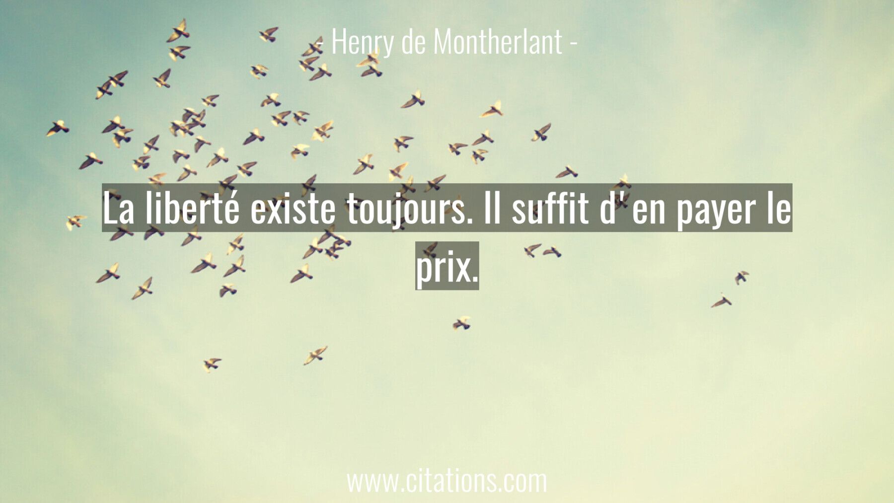 La liberté existe toujours. Il suffit d'en payer le prix.