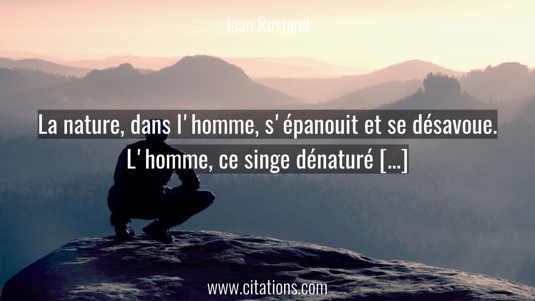 La nature, dans l'homme, s'épanouit et se désavoue. L'homme, ce singe dénaturé […]