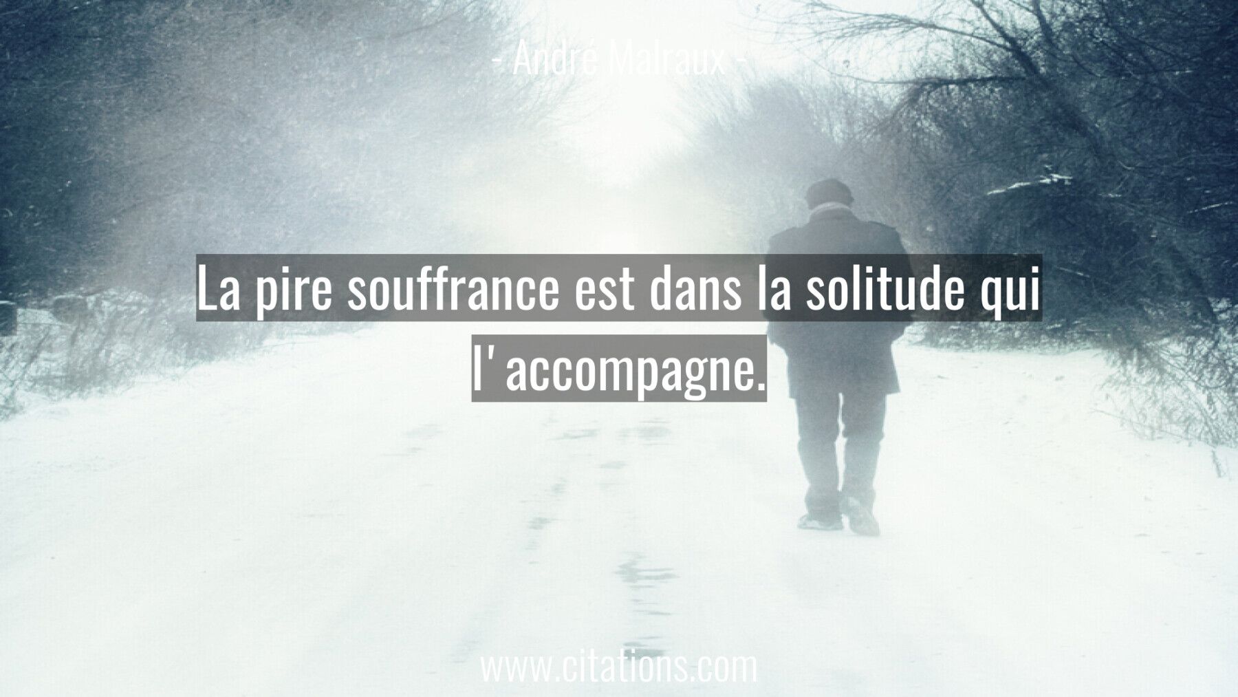 La pire souffrance est dans la solitude qui l'accompagne.