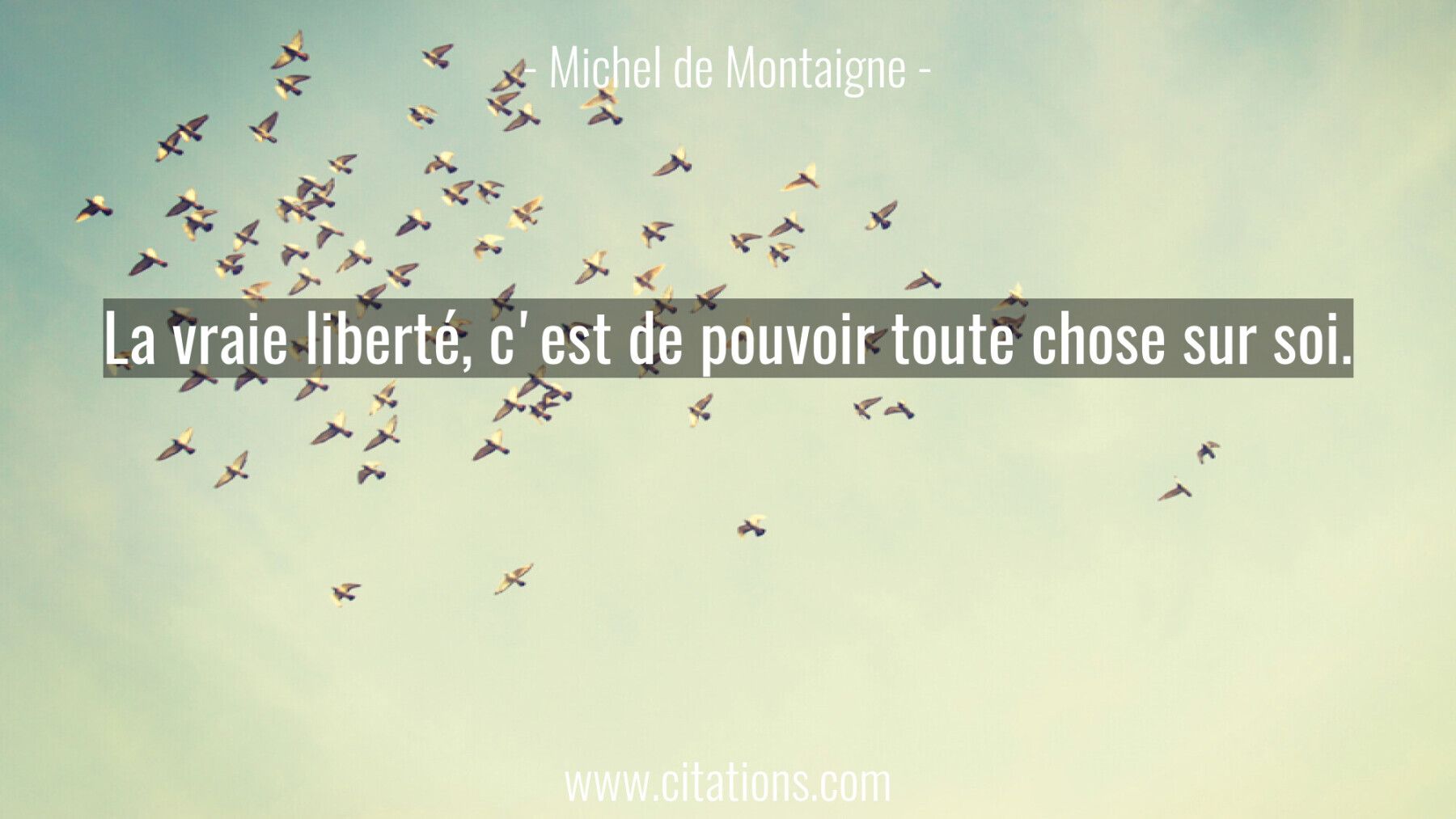 La vraie liberté, c'est de pouvoir toute chose sur soi.