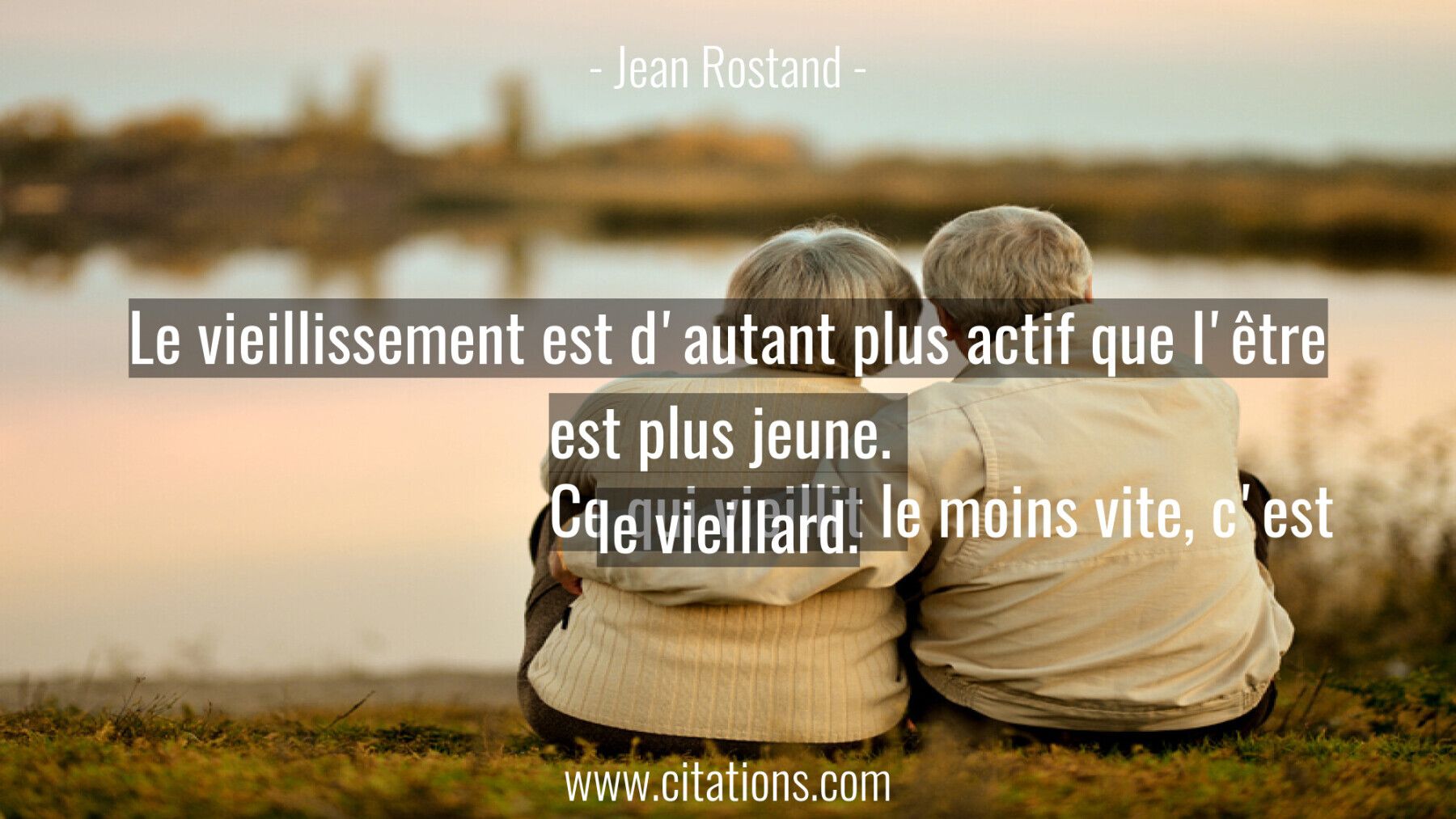 Le vieillissement est d'autant plus actif que l'être est plus jeune.  Ce qui vieillit le moins vite, c'est le vieillard.