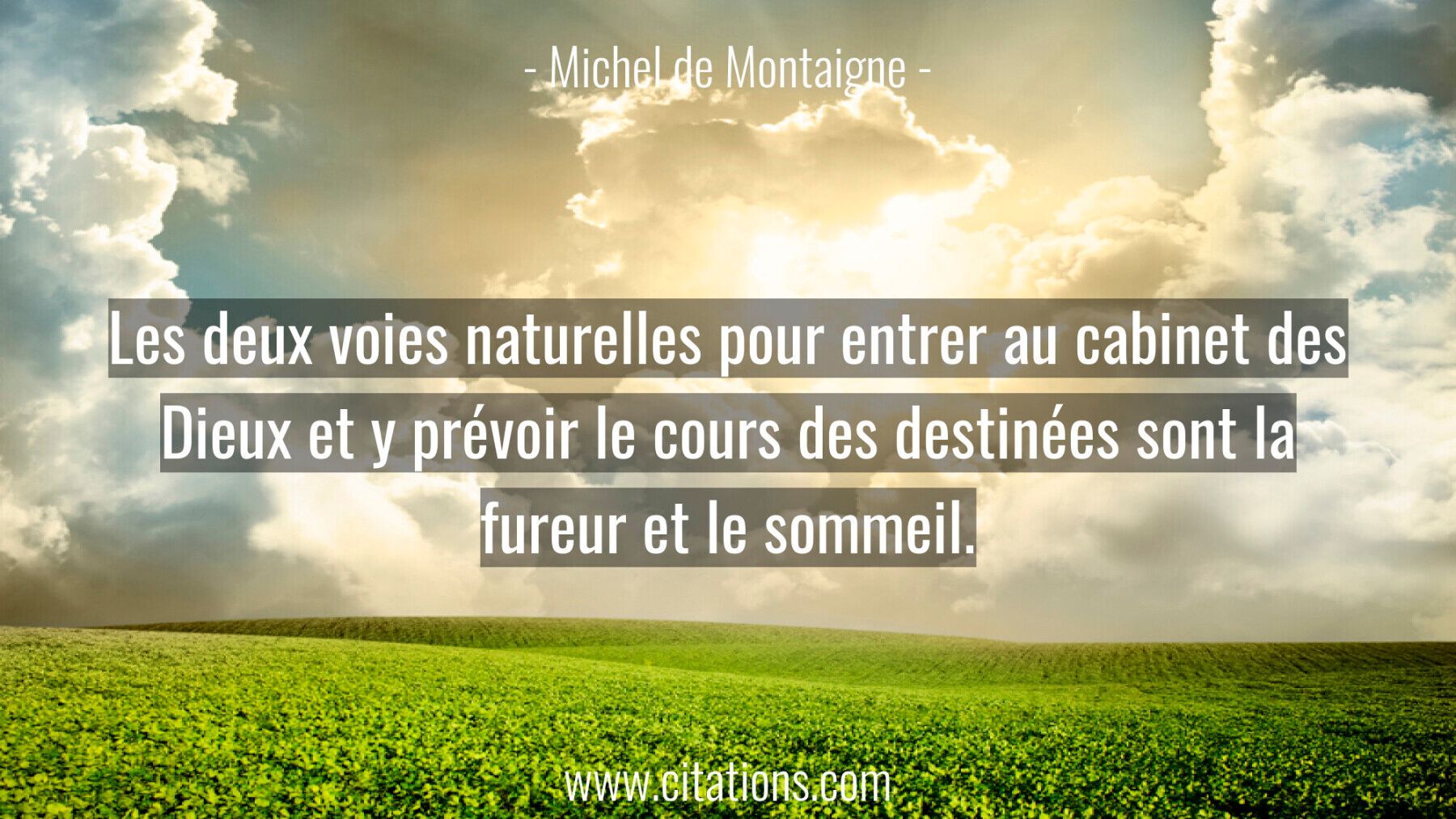 Les deux voies naturelles pour entrer au cabinet des Dieux et y prévoir le cours des destinées sont la fureur et le somm...