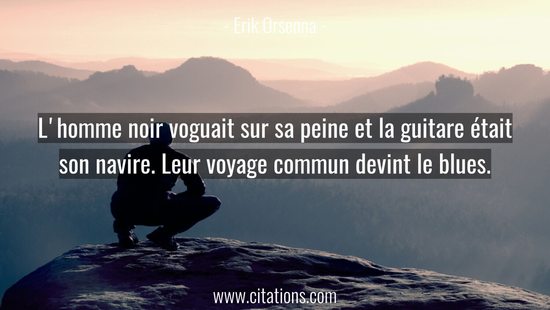 L'homme noir voguait sur sa peine et la guitare était son navire. Leur voyage commun devint le blues.