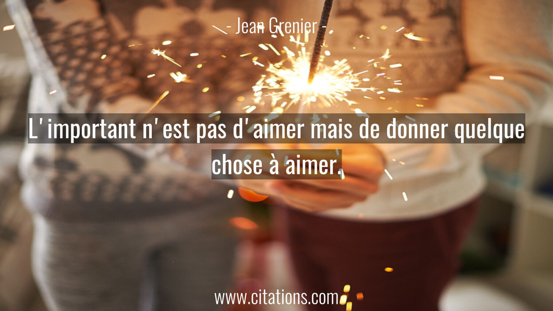 L'important n'est pas d'aimer mais de donner quelque chose à aimer.