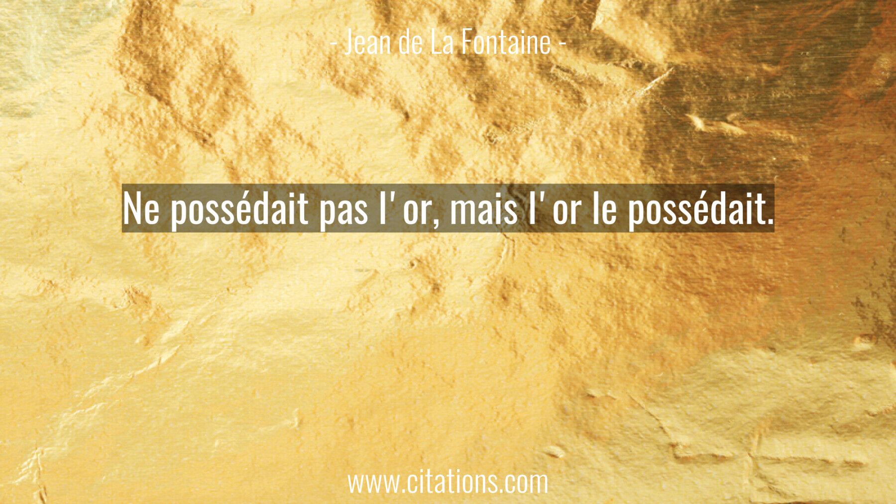 Ne possédait pas l'or, mais l'or le possédait.