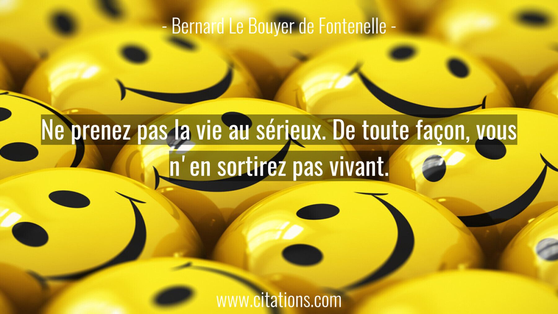 Ne prenez pas la vie au sérieux. De toute façon,