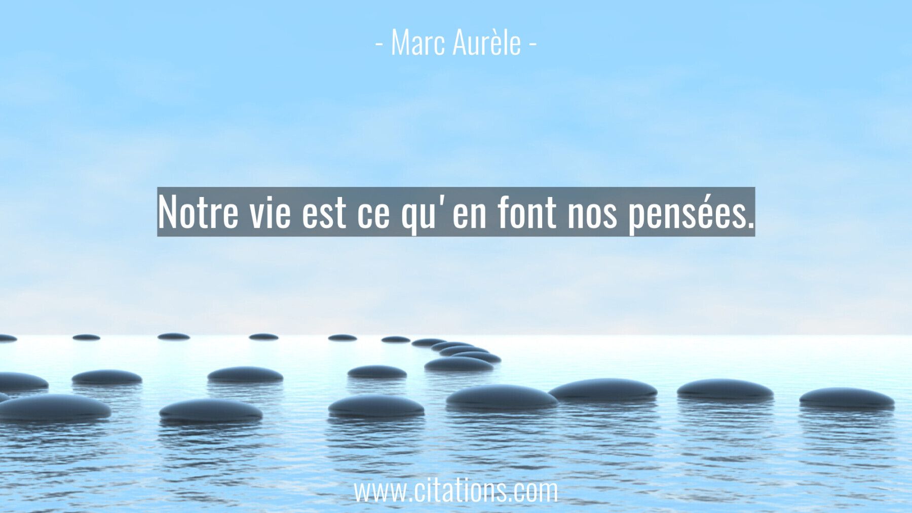 Notre vie est ce qu'en font nos pensées.