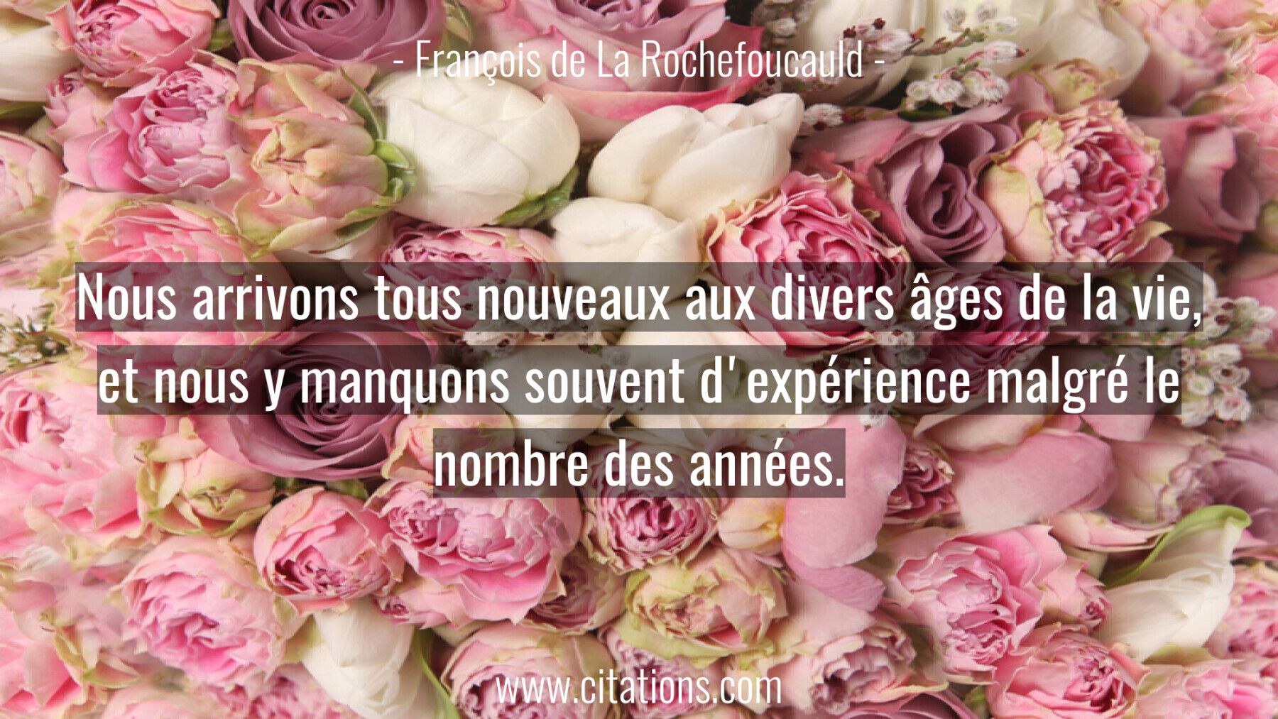Nous arrivons tous nouveaux aux divers âges de la vie,