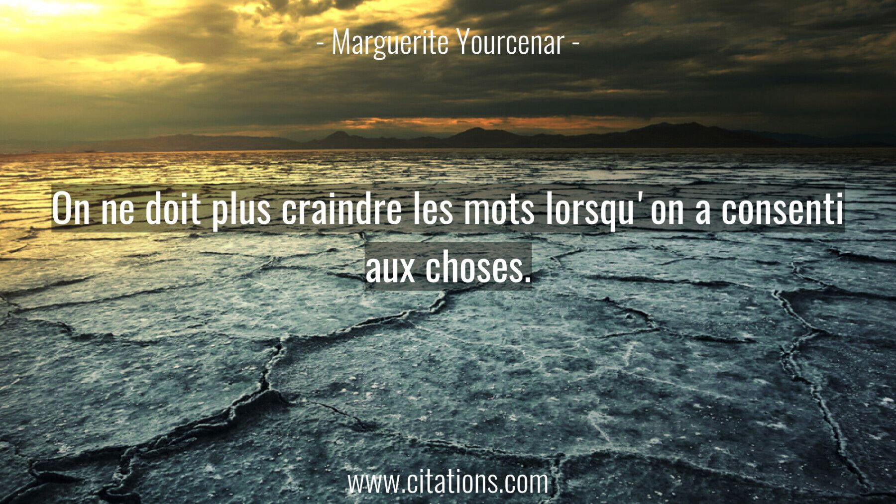 On ne doit plus craindre les mots lorsqu'on a consenti aux choses.