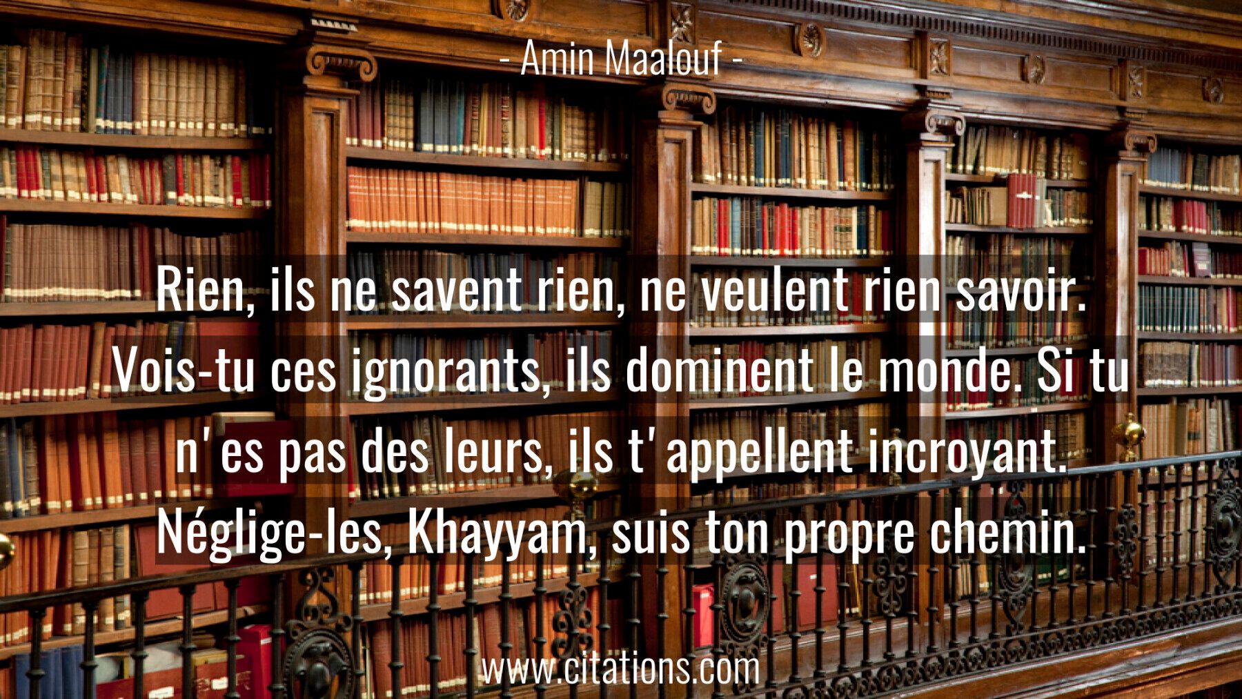 Rien, ils ne savent rien, ne veulent rien savoir. Vois-tu ces ignorants, ils dominent le monde. Si tu n'es pas des leurs...