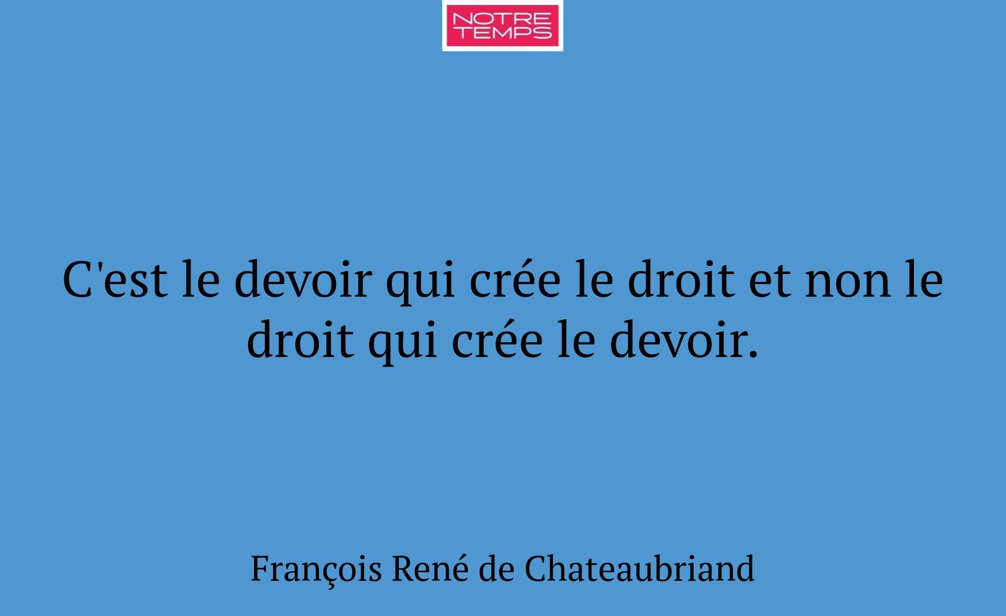 C'est le devoir qui crée le droit et non le droit...