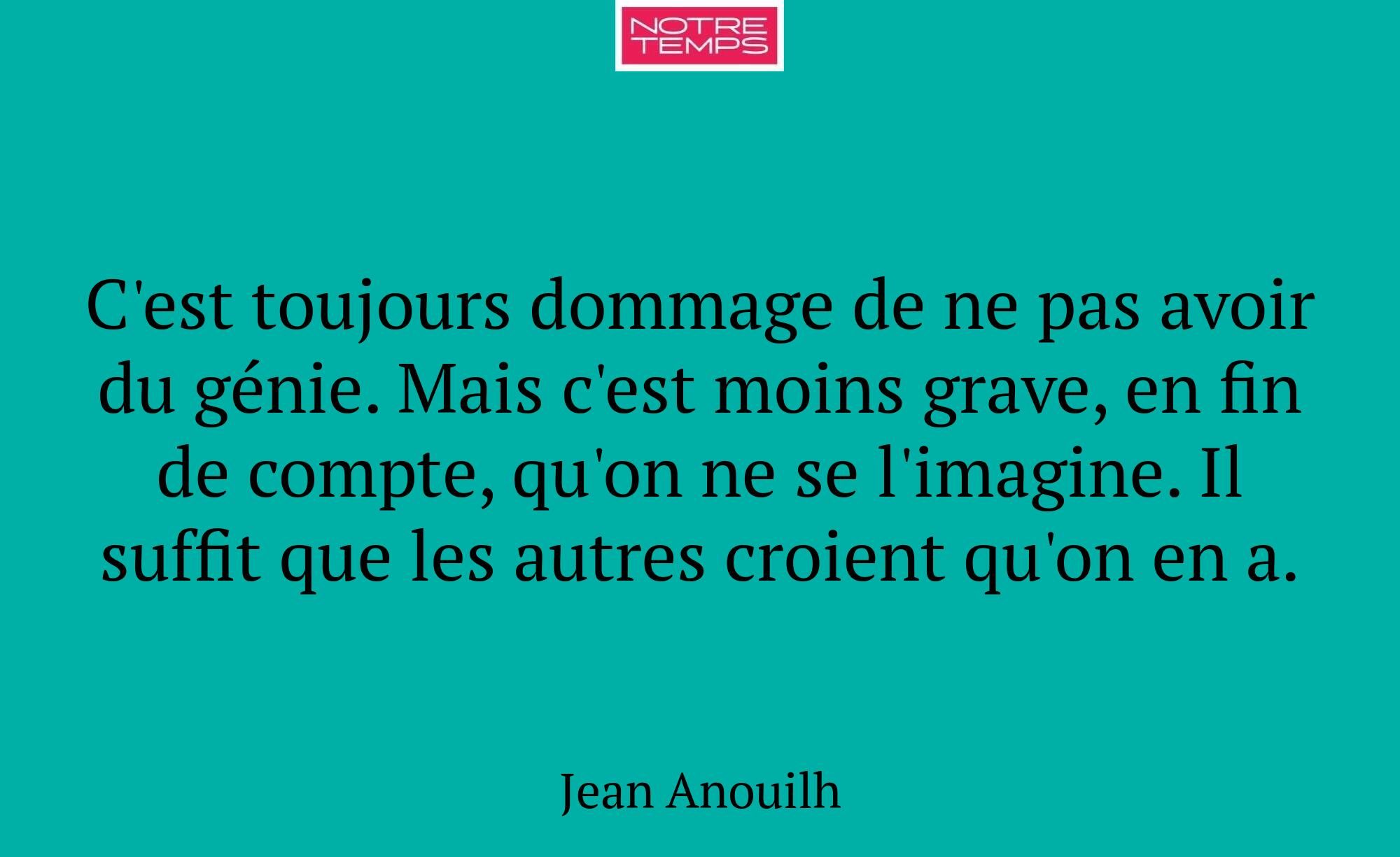 C'est toujours dommage de ne pas avoir du génie. M...