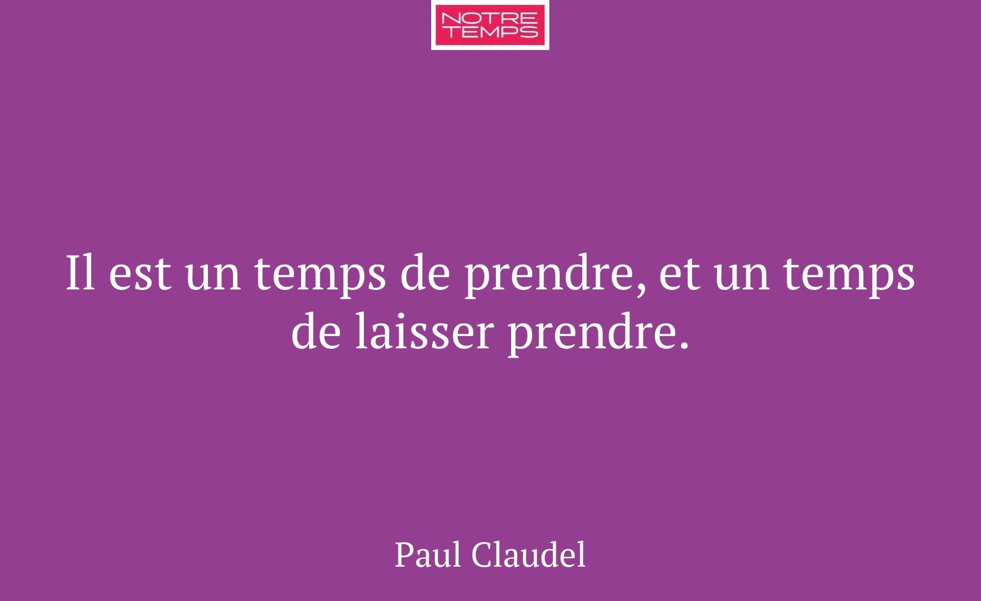 Il est un temps de prendre, et un temps de laisser...