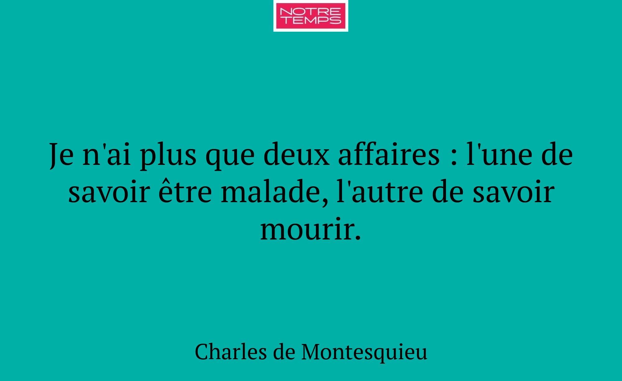 Je n'ai plus que deux affaires : l'une de savoir ê...