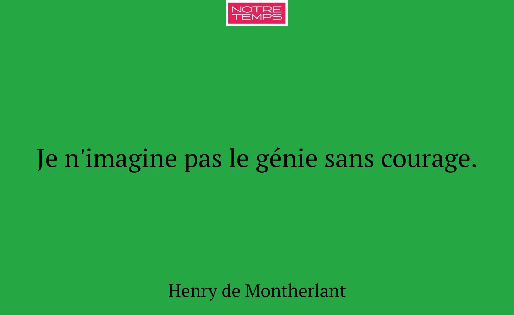 Je n'imagine pas le génie sans courage.