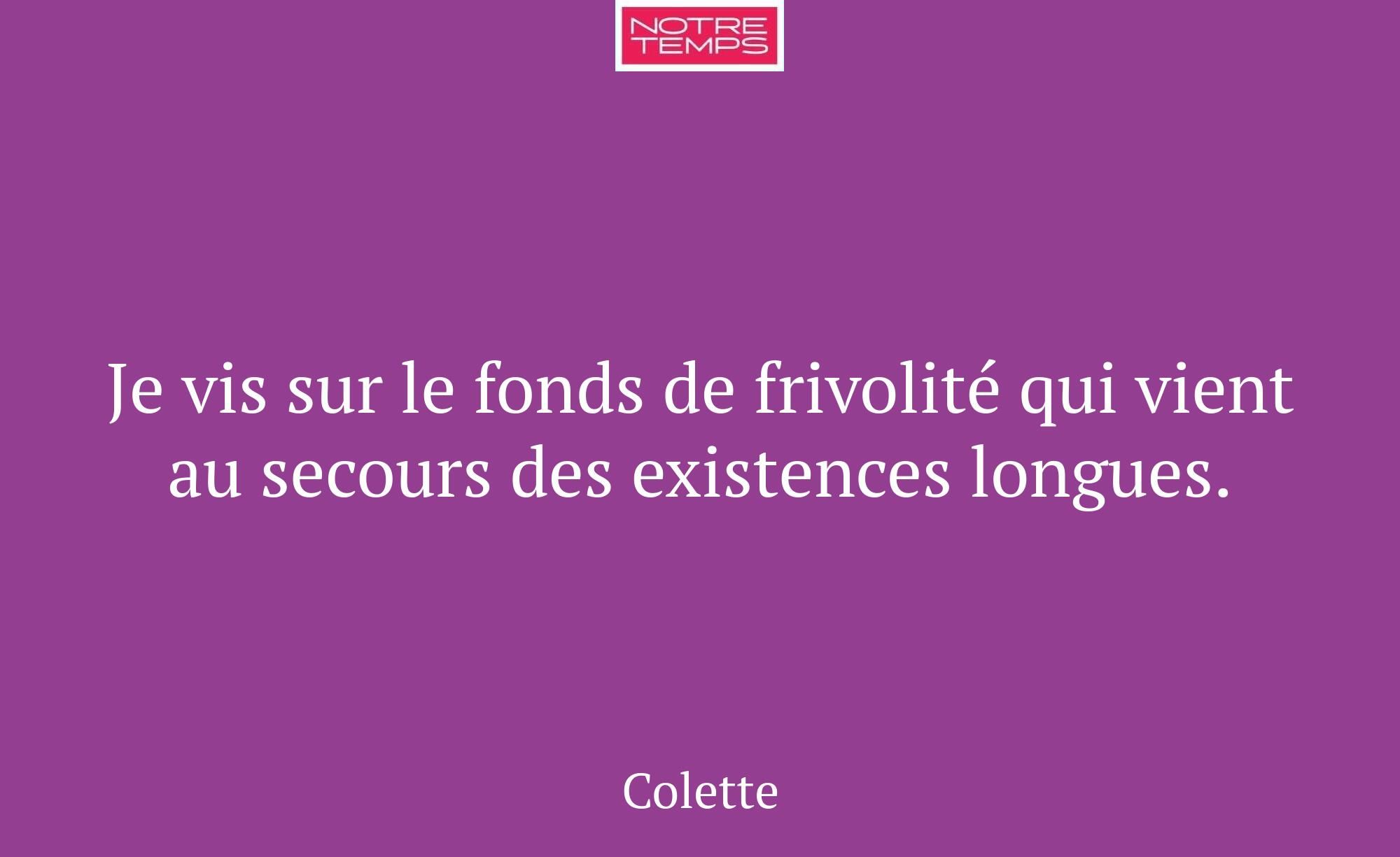 Je vis sur le fonds de frivolité qui vient au seco...