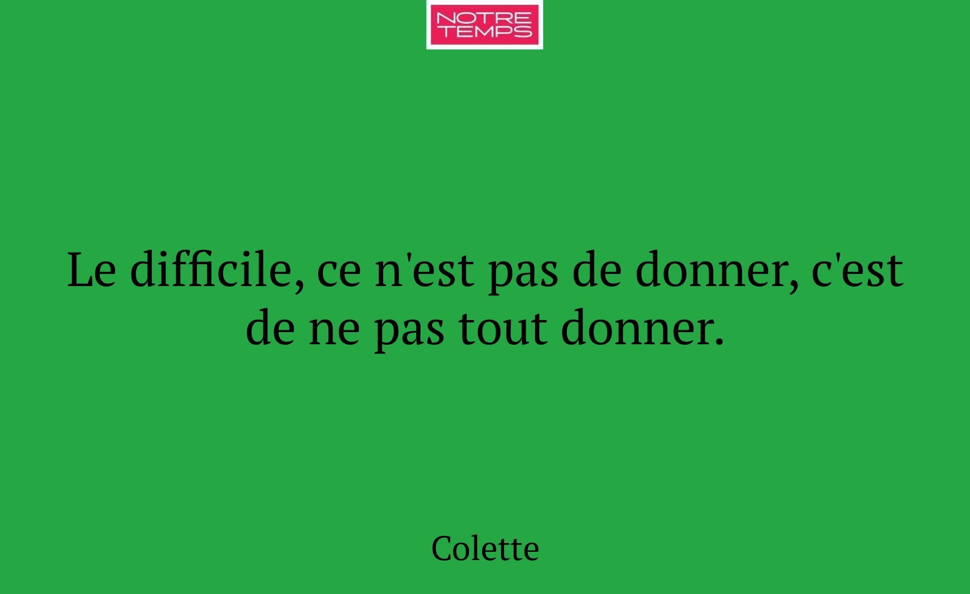 Le difficile, ce n'est pas de donner, c'est de ne...