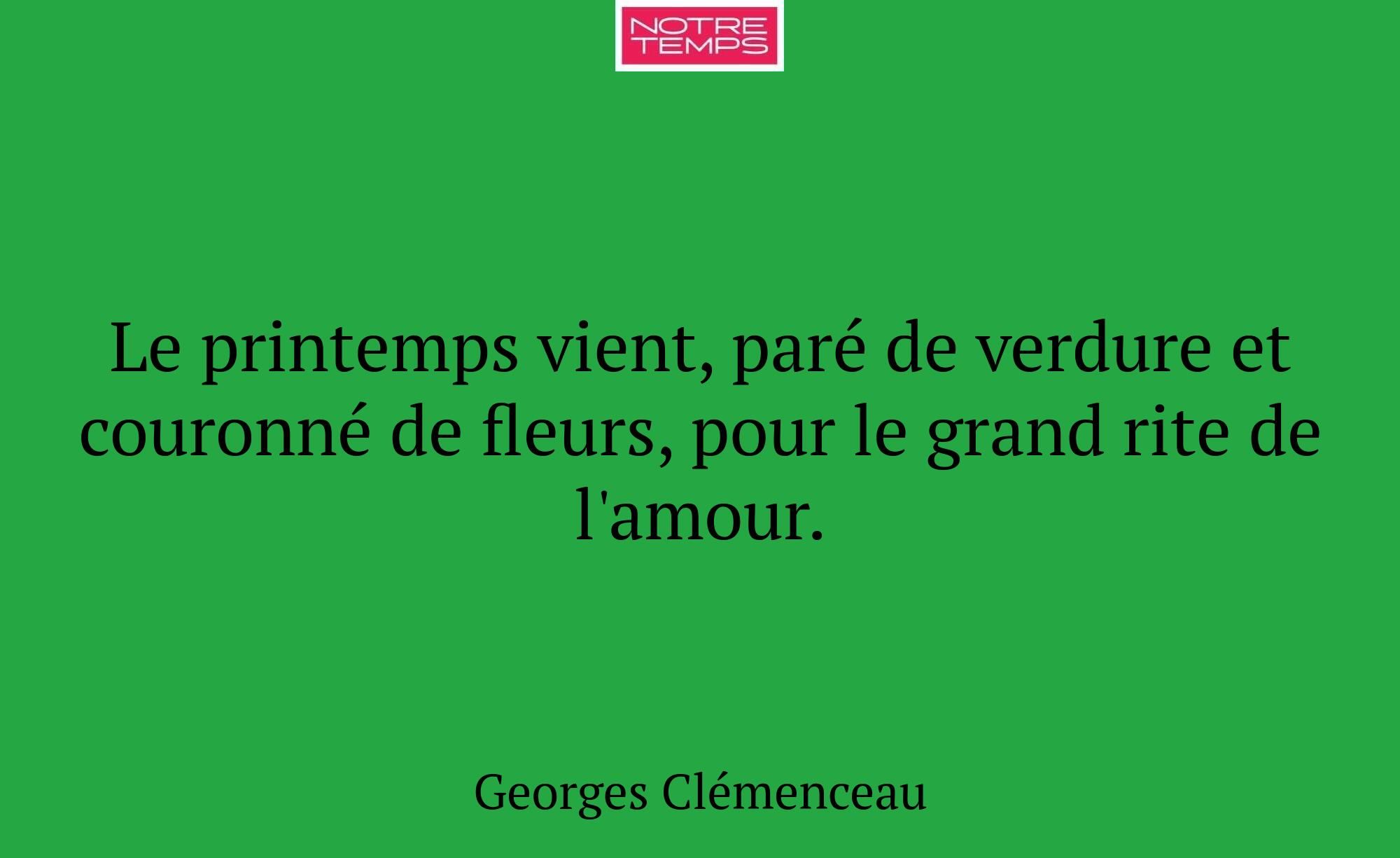 Le printemps vient, paré de verdure et couronné de...