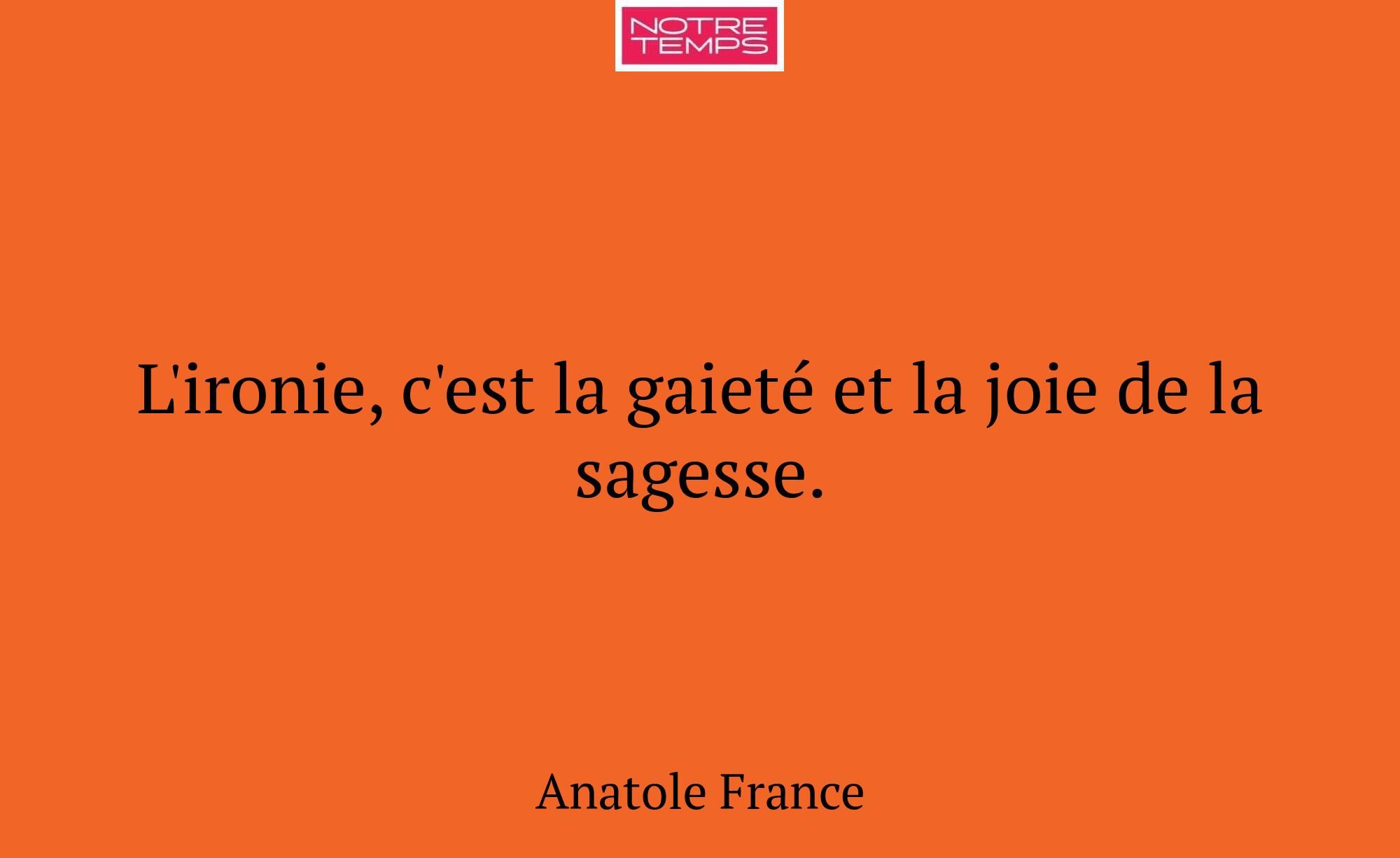 L'ironie, c'est la gaieté et la joie de la sagesse...