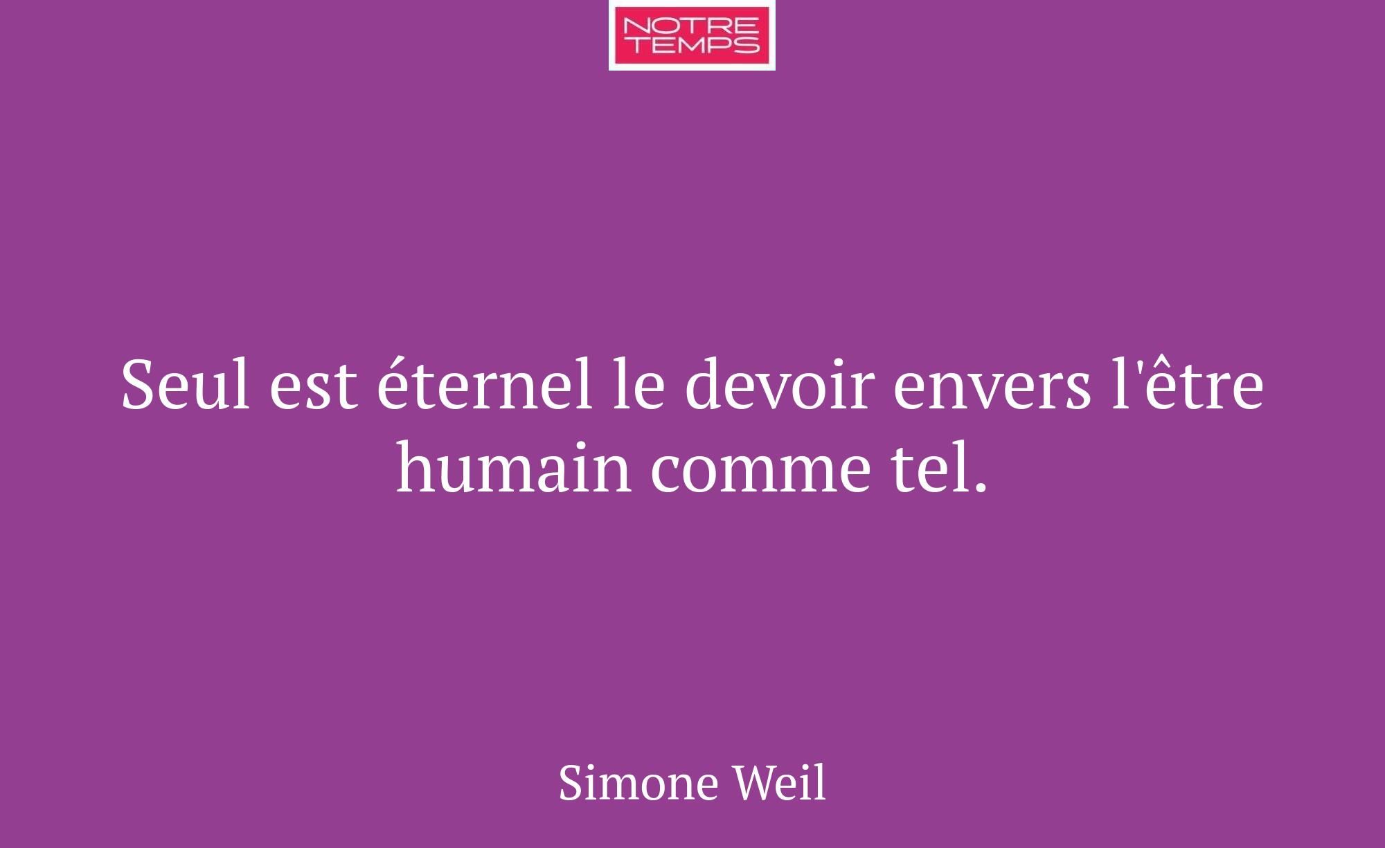 Seul est éternel le devoir envers l'être humain co...