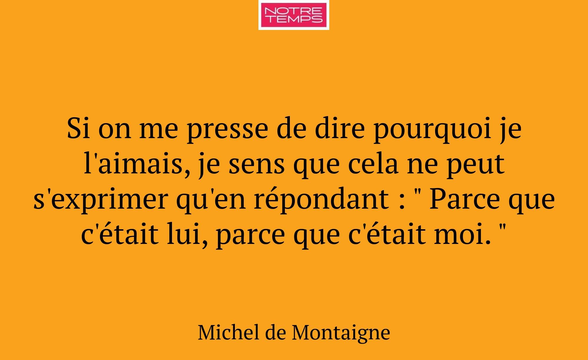 Si on me presse de dire pourquoi je l'aimais, je s...
