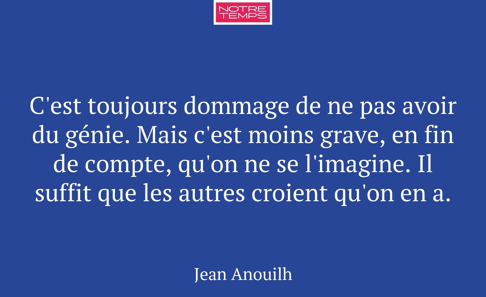 C'est toujours dommage de ne pas avoir du génie. M...