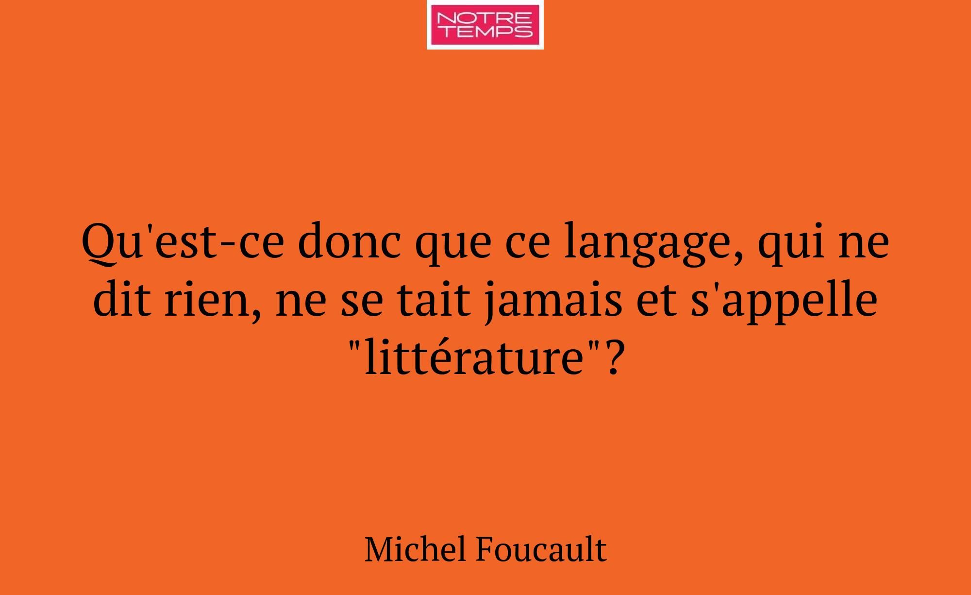 Qu'est-ce donc que ce langage, qui ne dit rien, ne...
