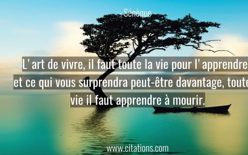 L'art de vivre, il faut toute la vie pour l'apprendre ; et ce qui vous surprendra peut-être davantage, toute la vie il faut apprendre à mourir.