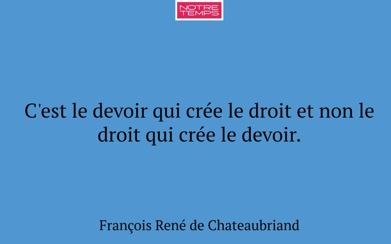 C'est le devoir qui crée le droit et non le droit qui crée le devoir.