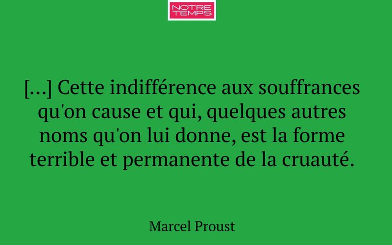 […] Cette indifférence aux souffrances qu'on cause et qui, quelques autres noms qu'on lui donne, est la forme terrible et permanente de la cruauté.