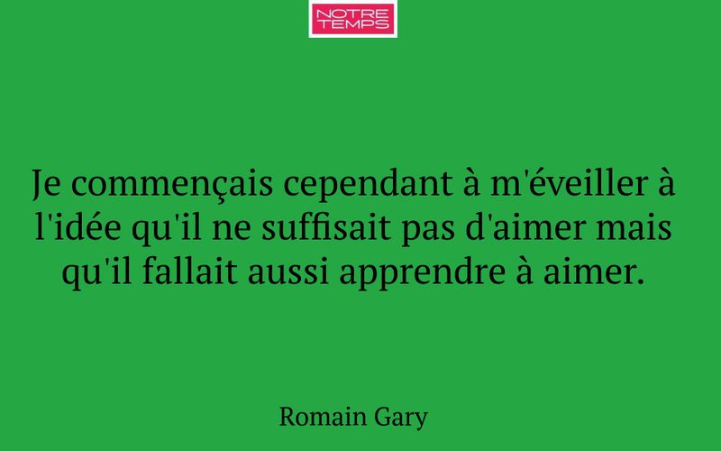 Je commençais cependant à m'éveiller à l'idée qu'il ne suffisait pas d'aimer mais qu'il fallait aussi apprendre à aimer.