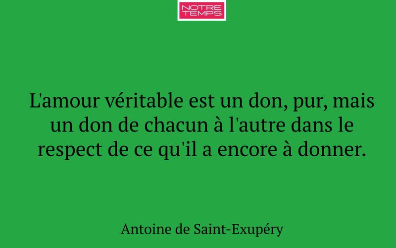 L'amour véritable est un don, pur, mais un don de chacun à l'autre dans le respect de ce qu'il a encore à donner.