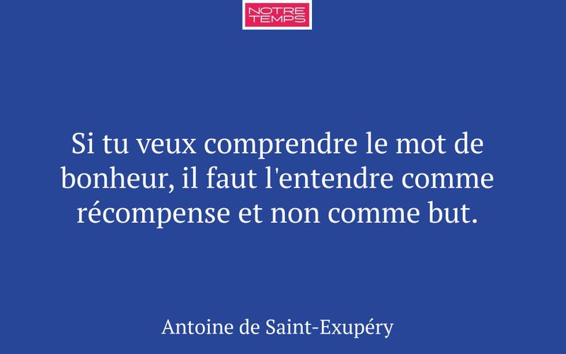 Si tu veux comprendre le mot de bonheur, il faut l'entendre comme récompense et non comme but.