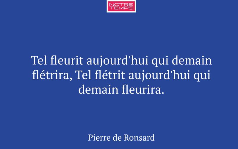 Tel fleurit aujourd'hui qui demain flétrira, Tel flétrit aujourd'hui qui demain fleurira.