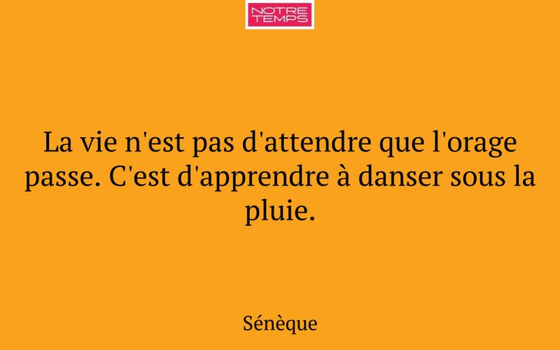 La vie n'est pas d'attendre que l'orage passe. C'est d'apprendre à danser sous la pluie.