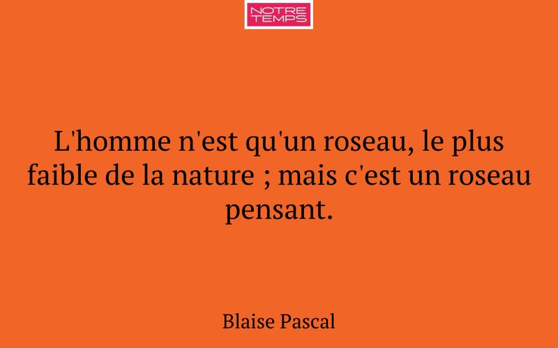 L'homme n'est qu'un roseau, le plus faible de la nature ; mais c'est un roseau pensant.
